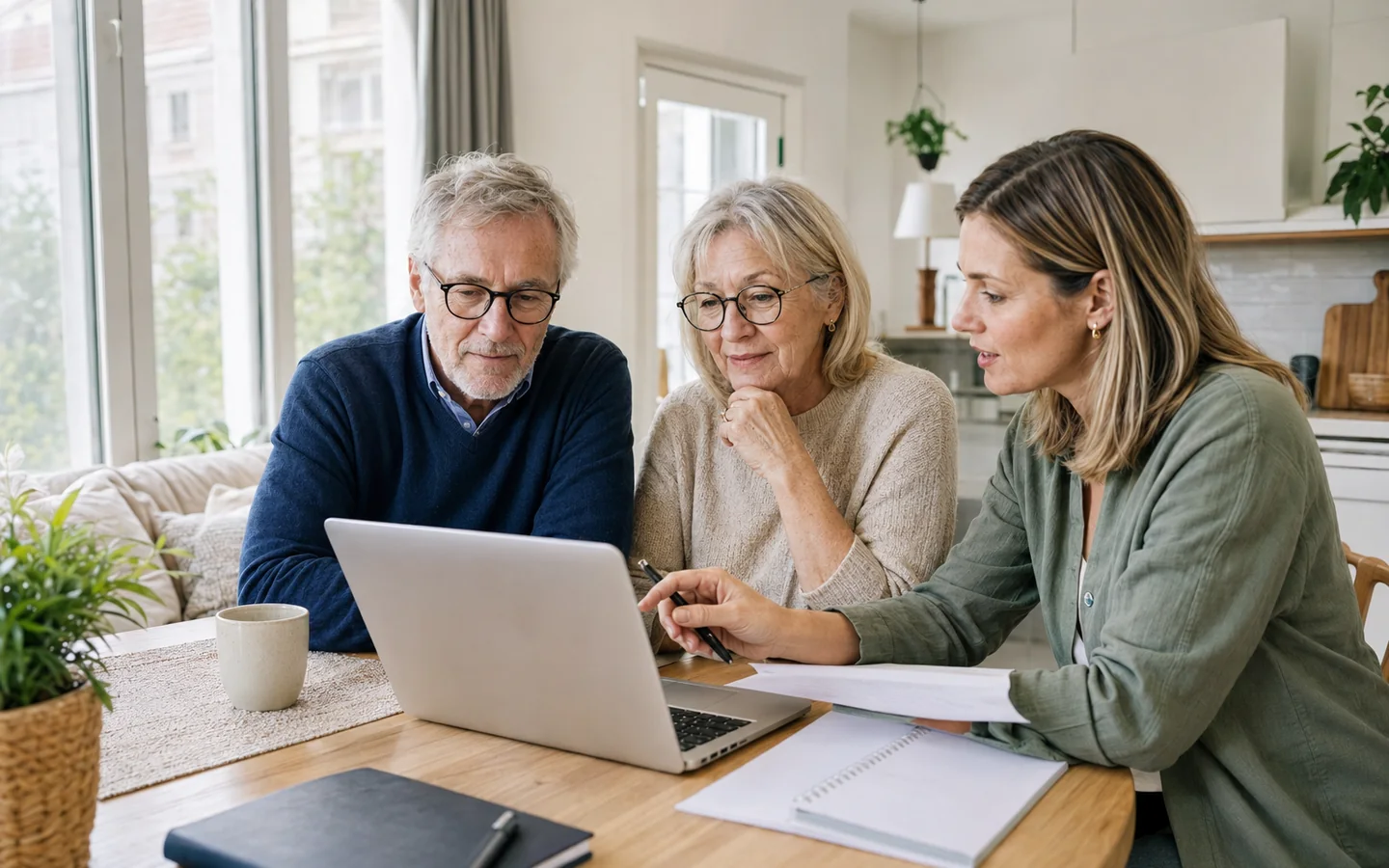 Des seniors consultent calmement des informations générales